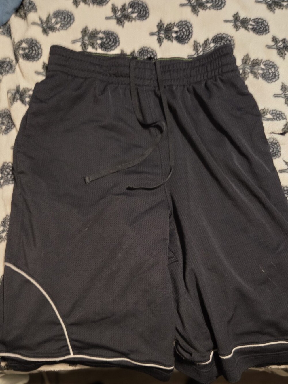 Under Armour Men's Black Athletic Shorts with White Piping
